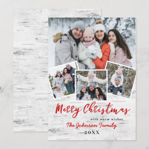 Cartes Pour Fêtes Annuelles Baie de houx de Noël Écorce de bouleau 4 PHOTO Car