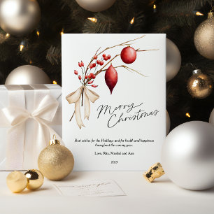 Cartes Pour Fêtes Annuelles Baie Élégante Pin Joyeux Noël Plat