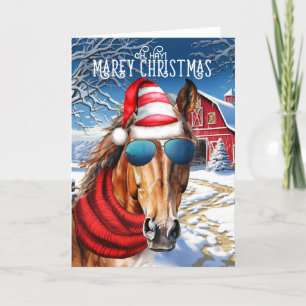 Cartes Pour Fêtes Annuelles Baie Sorrel Horse Funny MAREy Noël