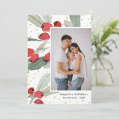 Cartes Pour Fêtes Annuelles Baies d'aquarelle Points dorés Photos Les plus joy (Debout devant)