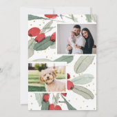 Cartes Pour Fêtes Annuelles Baies d'aquarelle Points dorés Photos Les plus joy (Dos)