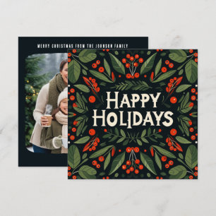 Cartes Pour Fêtes Annuelles Baies de houx décoratives Joyeuses Fêtes