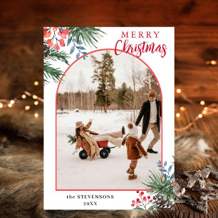 Cartes Pour Fêtes Annuelles Baies de houx Joyeux Noël Arche chic Photo