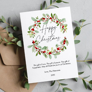 Cartes Pour Fêtes Annuelles Baies de Noël à l'aquarelle simple plat