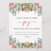 Cartes Pour Fêtes Annuelles Baies d'hiver Verdure Joie Noël Chrétien (Devant / Derrière)