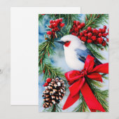 Cartes Pour Fêtes Annuelles Baies d'oiseau et Noël au budget arc (Devant / Derrière)