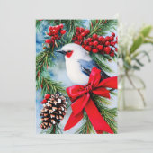 Cartes Pour Fêtes Annuelles Baies d'oiseau et Noël au budget arc (Debout devant)