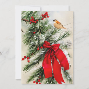 Cartes Pour Fêtes Annuelles Baies oiseau et arc budget Noël