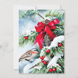 Cartes Pour Fêtes Annuelles Baies oiseau et arc budget Noël
