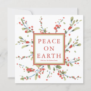 Cartes Pour Fêtes Annuelles Baies Rouges Aquarelle Festive Feuillage d'Hiver