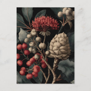 Cartes Pour Fêtes Annuelles Baies rouges et gousses de graines exotiques sur f