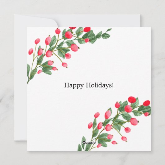 Cartes Pour Fêtes Annuelles Baies rouges Joyeuses vacances Photo personnalisée (Dos)