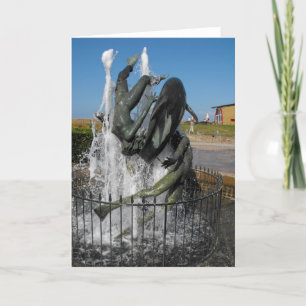 Cartes Pour Fêtes Annuelles Baignade avec fontaine de dauphins