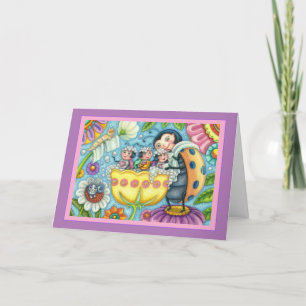 CARTES POUR FÊTES ANNUELLES BAIN À BULLE TULIP POUR MÈRE LADYBUG & ENFANTS