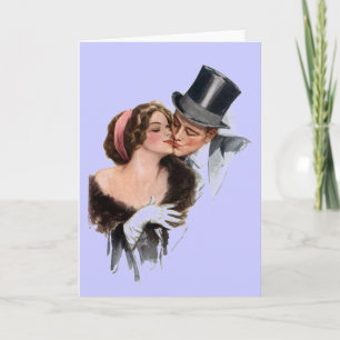 Cartes Pour Fêtes Annuelles Baiser en couple vintage