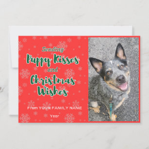 Cartes Pour Fêtes Annuelles Baisers à chiots personnalisables et voeux de Noël