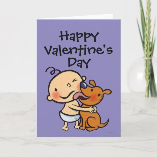 Cartes Pour Fêtes Annuelles Baisers de chiots pour le bébé (Devant)