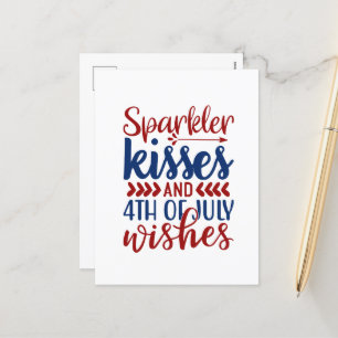 Cartes Pour Fêtes Annuelles Baisers de Sparkler Juillet Quatrième souhait mot 