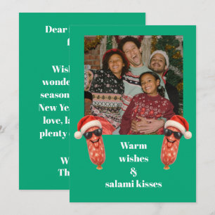 Cartes Pour Fêtes Annuelles Baisers drôles de salami photo de famille Noël