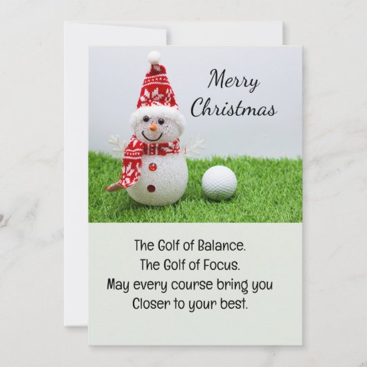 Cartes Pour Fêtes Annuelles Bal de golf avec Snowman golfeurs Noël (Devant)
