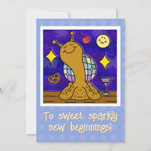 Cartes Pour Fêtes Annuelles Bal Disco Snail Cute Bonne Année (Devant)