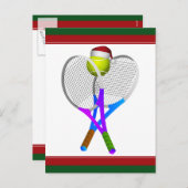 Cartes Pour Fêtes Annuelles Bal et raquettes de tennis de Noël (Devant / Derrière)
