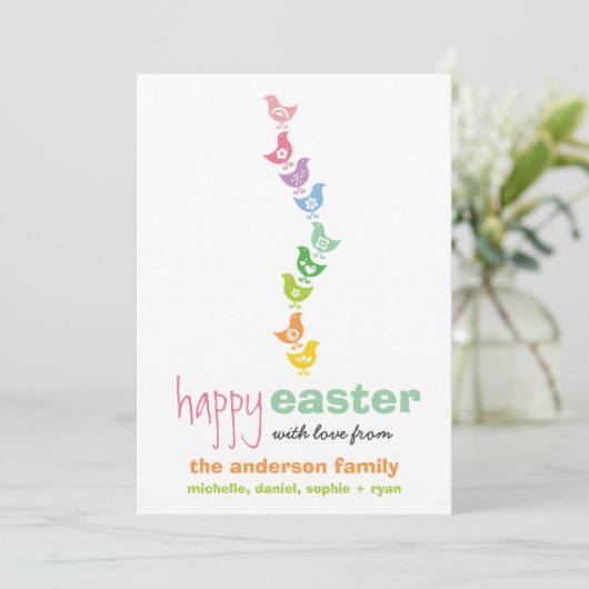 Cartes Pour Fêtes Annuelles Balancing Pastels Rainbow Chicks Whimsical Pâques (Debout devant)