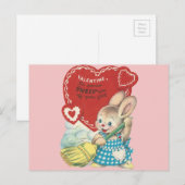 Cartes Pour Fêtes Annuelles Balayage vintage Bunny Valentine (Devant / Derrière)