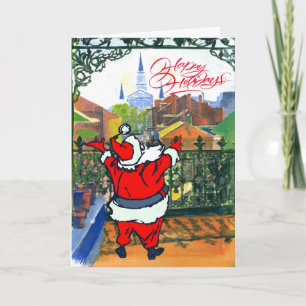 Cartes Pour Fêtes Annuelles Balcon du quartier français, Père Noël