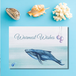 Cartes Pour Fêtes Annuelles Baleine bleue et méduse Meilleurs vœux Plage