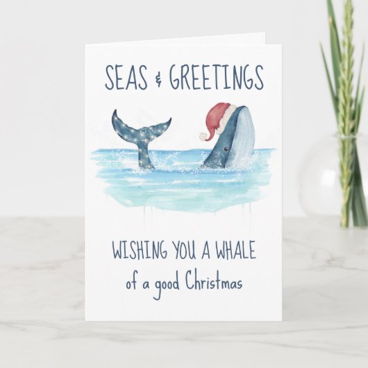 Cartes Pour Fêtes Annuelles Baleines Père Noël Seas & salutations Noël nautiqu (Devant)