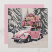 Cartes Pour Fêtes Annuelles Balise de cadeaux et d'ornement de Noël rose (Devant / Derrière)