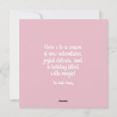 Cartes Pour Fêtes Annuelles Balise de cadeaux et d'ornement de Noël rose (Dos)