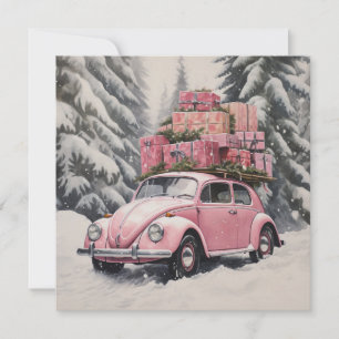 Cartes Pour Fêtes Annuelles Balise de cadeaux et d'ornement de Noël rose