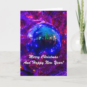 Cartes Pour Fêtes Annuelles Ball de Noël bleu rouge