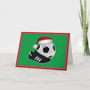 Cartes Pour Fêtes Annuelles Balle de football de Noël et chaussure