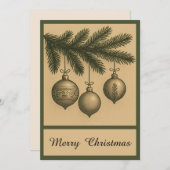 Cartes Pour Fêtes Annuelles Balle de Noël Retro simple et branchée Rustique (Devant / Derrière)