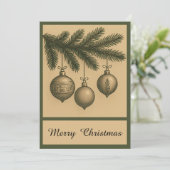 Cartes Pour Fêtes Annuelles Balle de Noël Retro simple et branchée Rustique (Debout devant)