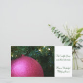 Cartes Pour Fêtes Annuelles Balle de Noël rose (Debout devant)