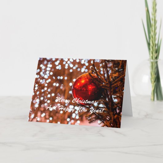 Cartes Pour Fêtes Annuelles Balle de Noël Rouge Blanc (Devant)