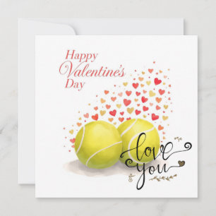 Cartes Pour Fêtes Annuelles Balle de tennis avec LOVE sur court bleu