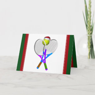 Cartes Pour Fêtes Annuelles Balle de Tennis de Noël et raquettes