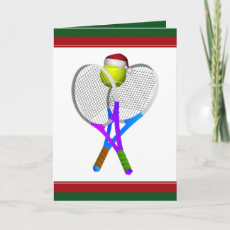 Cartes Pour Fêtes Annuelles Balle de tennis et raquettes de Noël