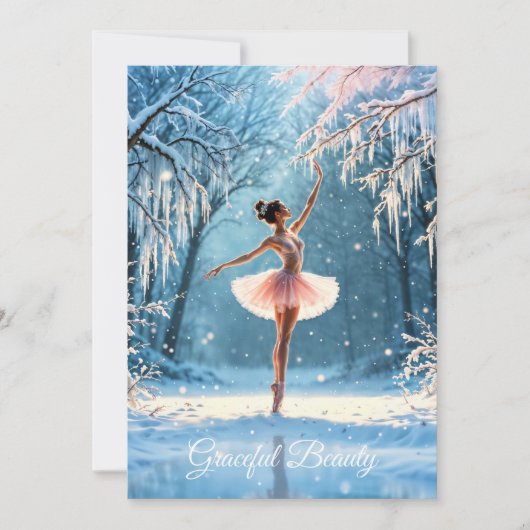 Cartes Pour Fêtes Annuelles Ballerina neige danse hivernale beauté art (Devant)