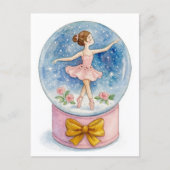 Cartes Pour Fêtes Annuelles Ballerina Snow Globe Christmas Postcard (Devant)