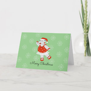 Cartes Pour Fêtes Annuelles Ballerine Hippopotame Flocons de Neige Noël