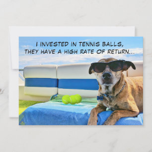 Cartes Pour Fêtes Annuelles Balles de Tennis Chien Drôle Retraite Toute Occasi