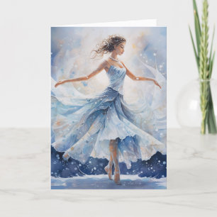 Cartes Pour Fêtes Annuelles Ballet Reine des Neiges Ballerine Flocon de Neige 