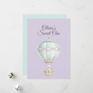 Cartes Pour Fêtes Annuelles Ballon à Air Chaud Pastel Conte de Fée Premier Ann