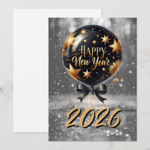 Cartes Pour Fêtes Annuelles Ballon de Nouvel An à paillettes dorées avec éclat
